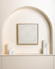 Ivory Framed Suzani Textile 16x16" - Marble Lotus - Shop Suzani Textile White Wooden Wall Art.
