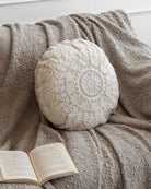 Ivory Suzani Pillow Cover Flora 16" Round - Marble Lotus - Ivory Suzani Pillow Cover Flora 16" Round - Marble Lotus - White Suzani Pillow Cover (16Ã¢â‚¬Â Round).