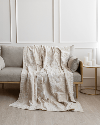 Ivory Suzani Tapestry Throw 60x90