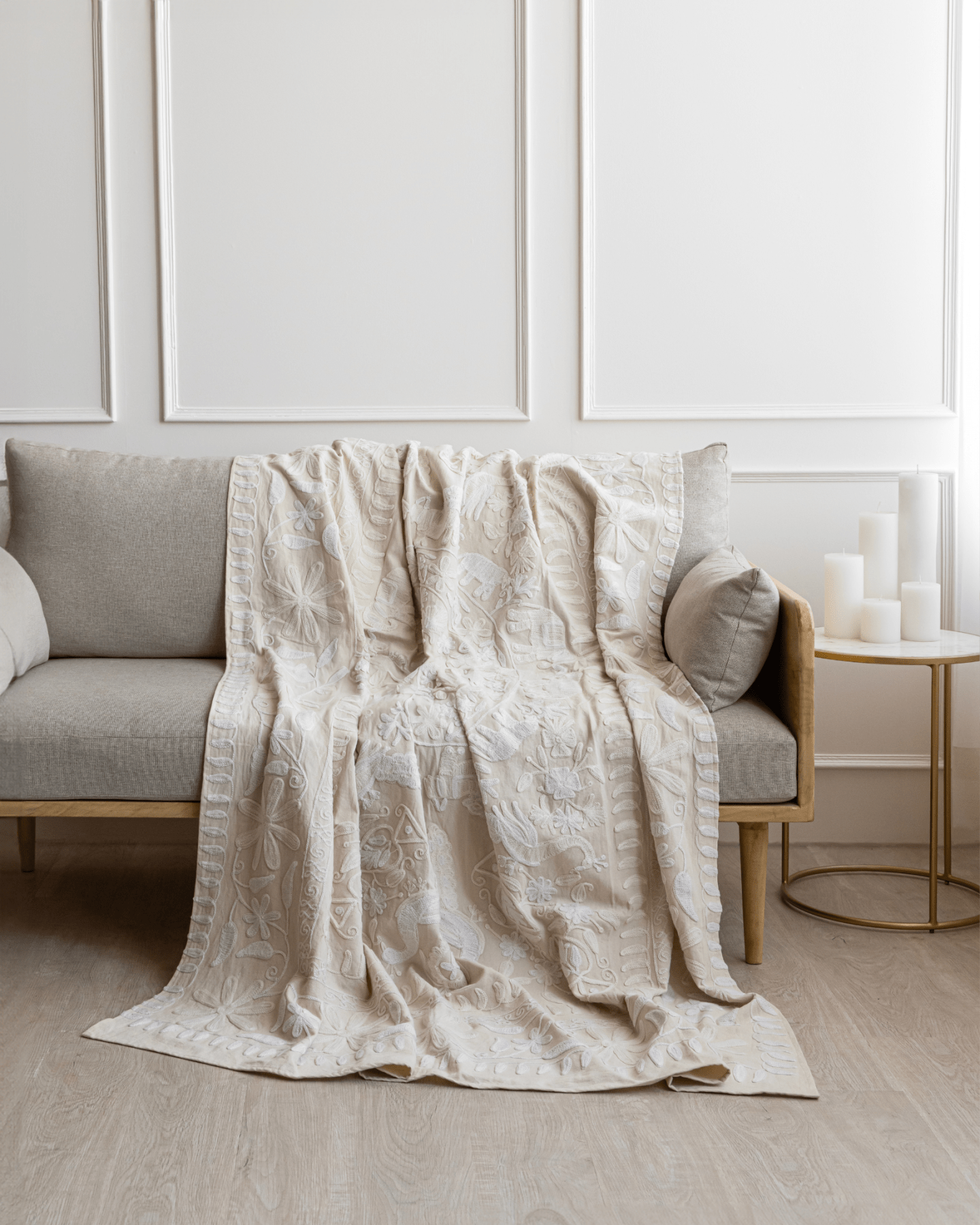 Ivory Suzani Tapestry Throw 60x90" - Marble Lotus - Ivory Suzani Tapestry Throw 60x90" - Marble Lotus - Buy White Suzani Tapestry Throw (60x90) | Marble Lotus