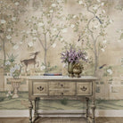 Jade Blossom Chinoiserie Wallpaper, Beige - Marble Lotus - Jade Blossom Chinoiserie Wallpaper, Beige