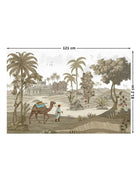 Jaisalmer Wallart - Marble Lotus - Full design layout of the Jaisalmer desert scene showing pattern details with 121 cm by 81.2 cm dimensions.