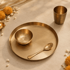 Kansa Thali Set of 5 - Marble Lotus - Kansa Thali Set of 5