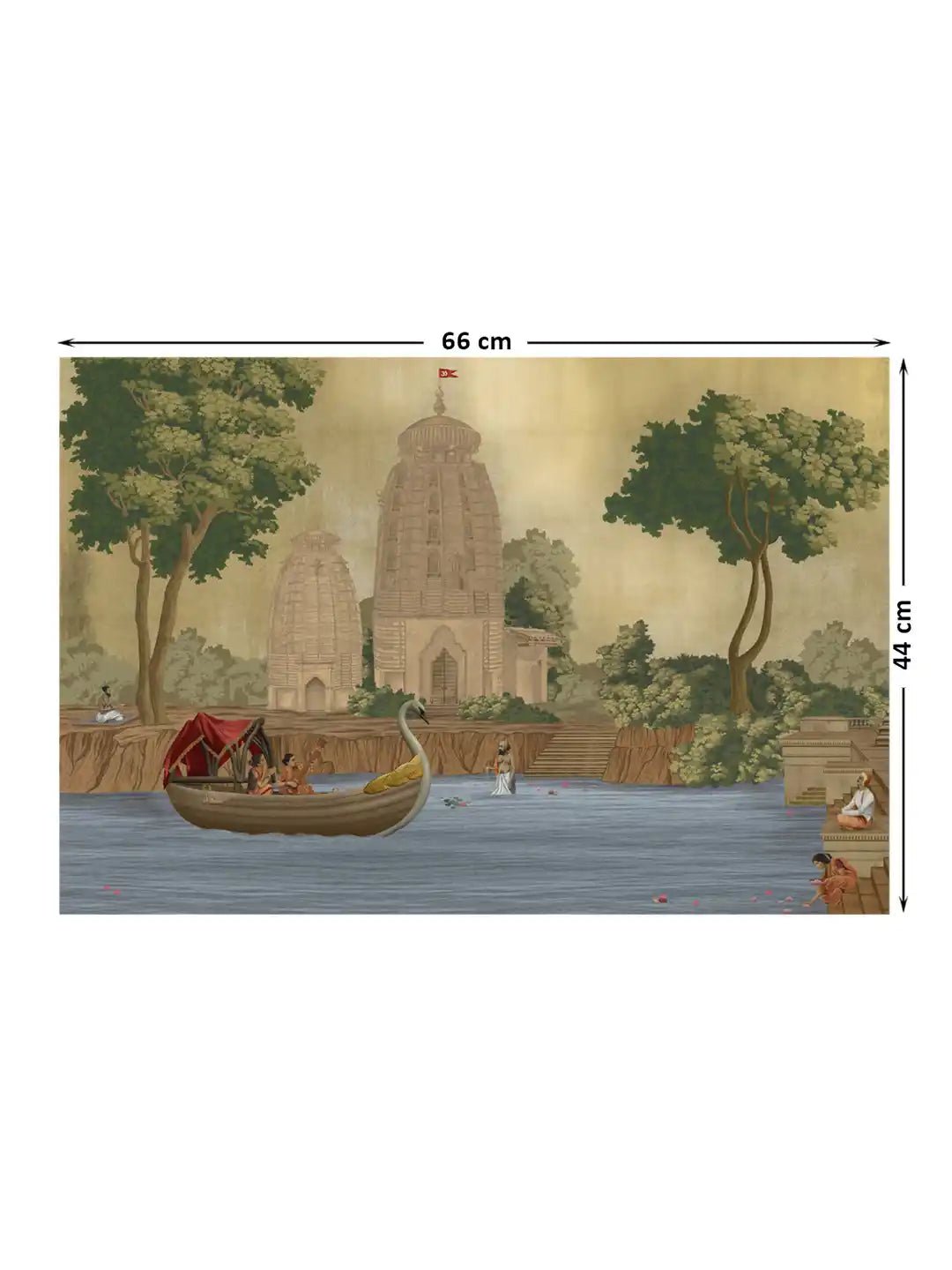 Kashi Reverie Wallart - Marble Lotus - Complete design overview of the Kashi Reverie spiritual landscape showing dimensions of 66 cm by 44 cm.