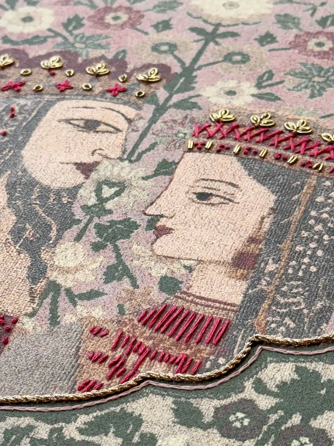 Kashmiriyat, Embroidered Wallart - Marble Lotus - Kashmiriyat, Embroidered Wallart