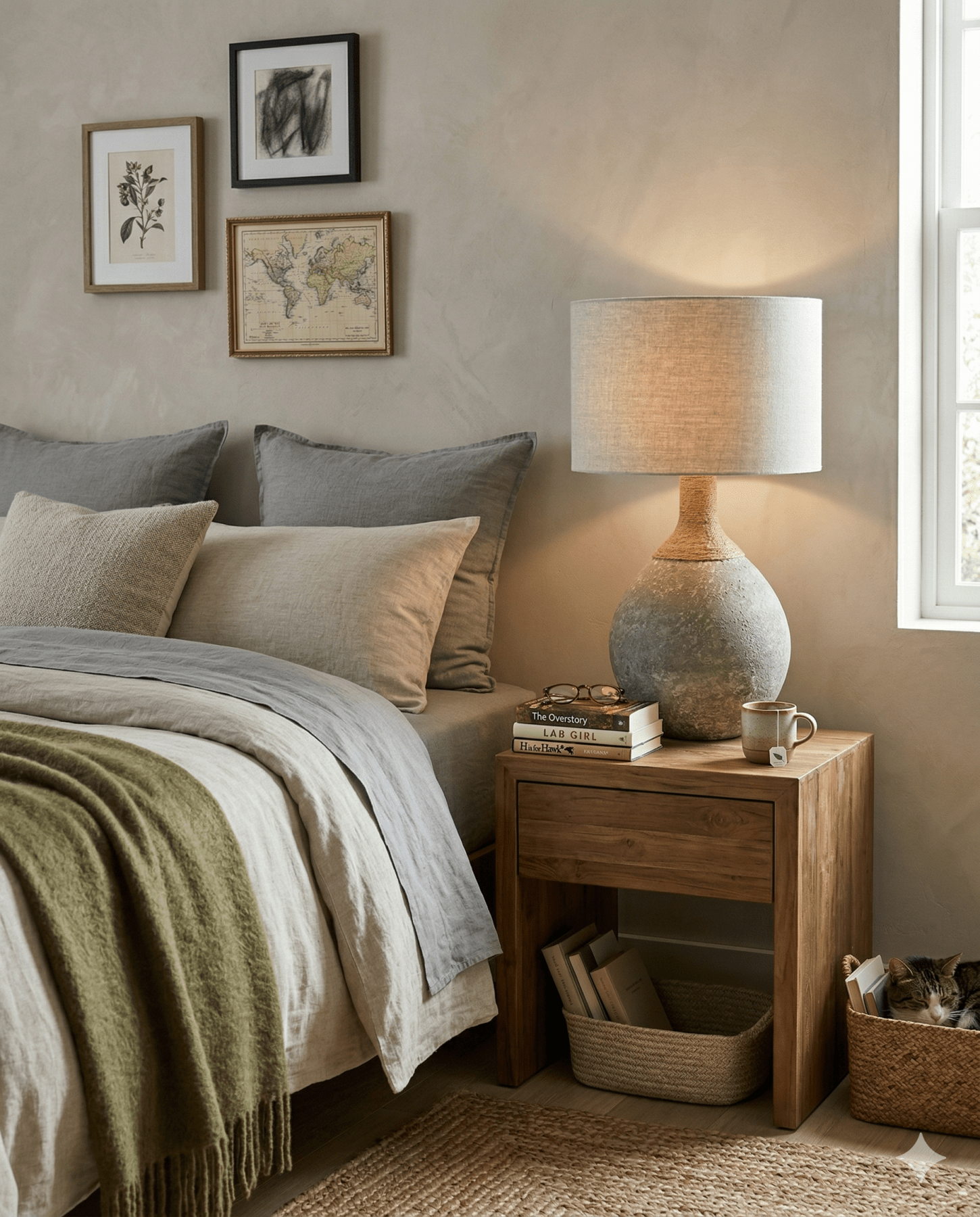 Khaki Sage Illuminator Table Lamp - Marble Lotus - Khaki Sage Illuminator Table Lamp