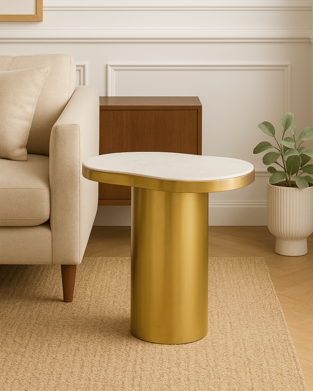 Kidney Side Table - Marble Lotus - Kidney Side Table