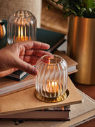 Kira Glass Lantern - Set of 2 - Marble Lotus - Kira Glass Lantern - Set of 2 - Marble Lotus