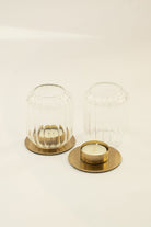 Kira Glass Lantern - Set of 2 - Marble Lotus - Kira Glass Lantern - Set of 2 - Marble Lotus