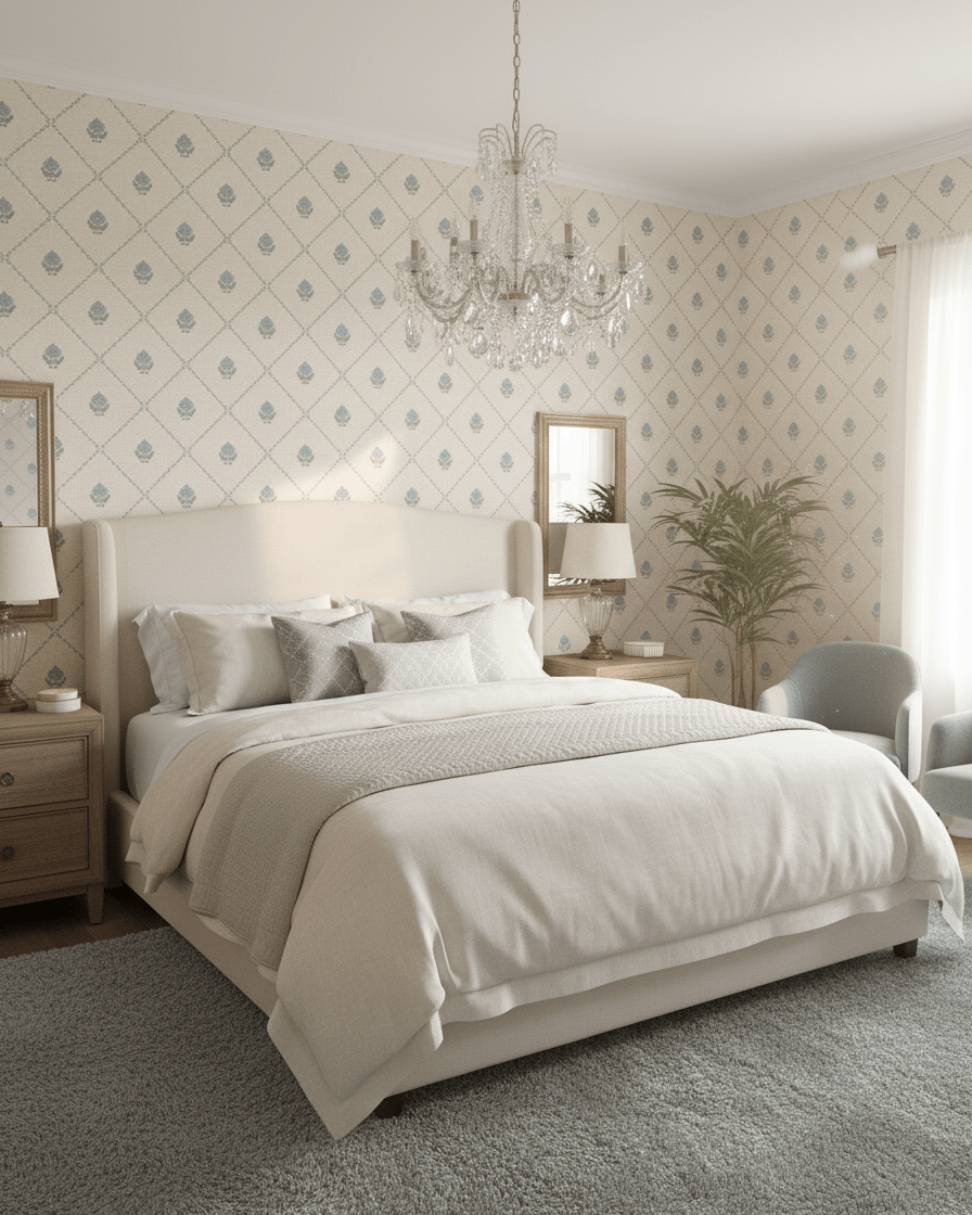 Kusum Jaal – Blue on Beige - Marble Lotus - Kusum Jaal – Blue on Beige