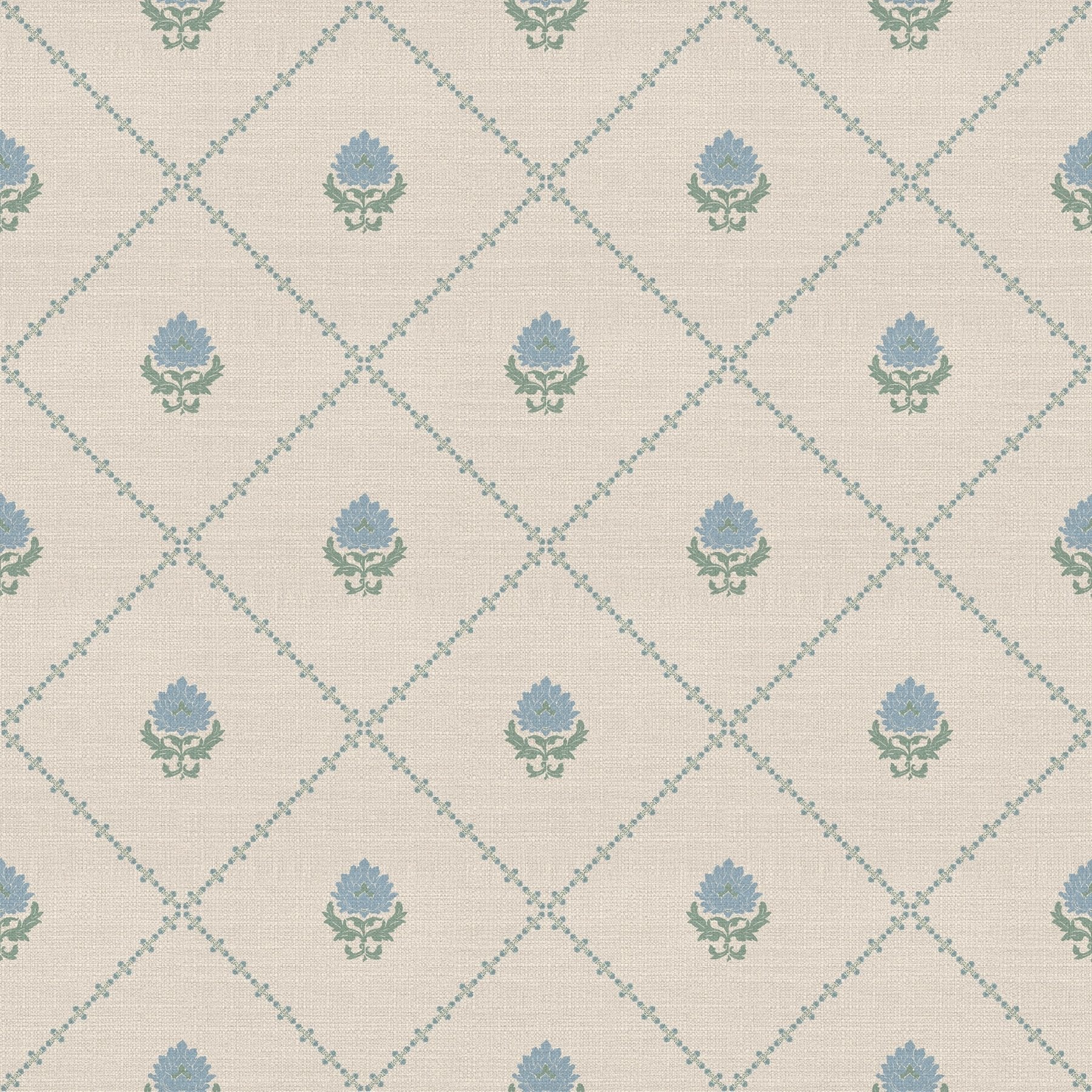 Kusum Jaal – Blue on Beige - Marble Lotus - Kusum Jaal – Blue on Beige