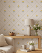 Kusum Jaal – Yellow on Beige - Marble Lotus - Kusum Jaal – Yellow on Beige
