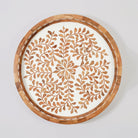 Large Wooden Inlay Tray 18" - Marble Lotus - Large Wooden Inlay Tray 18" - Marble Lotus - Wooden Inlay Tray