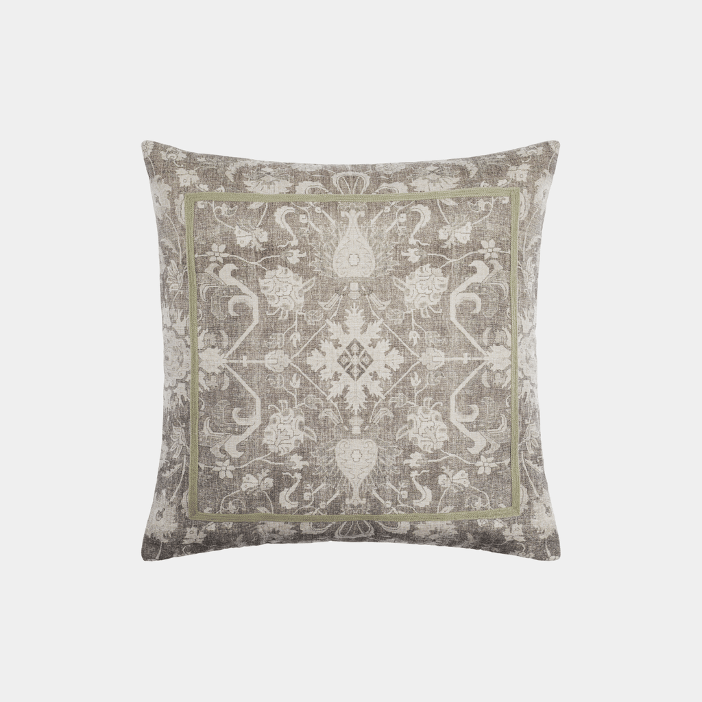 Light Sage Brocade Cotton Pillow - Marble Lotus - Light Sage Brocade Cotton Pillow | Marble Lotus