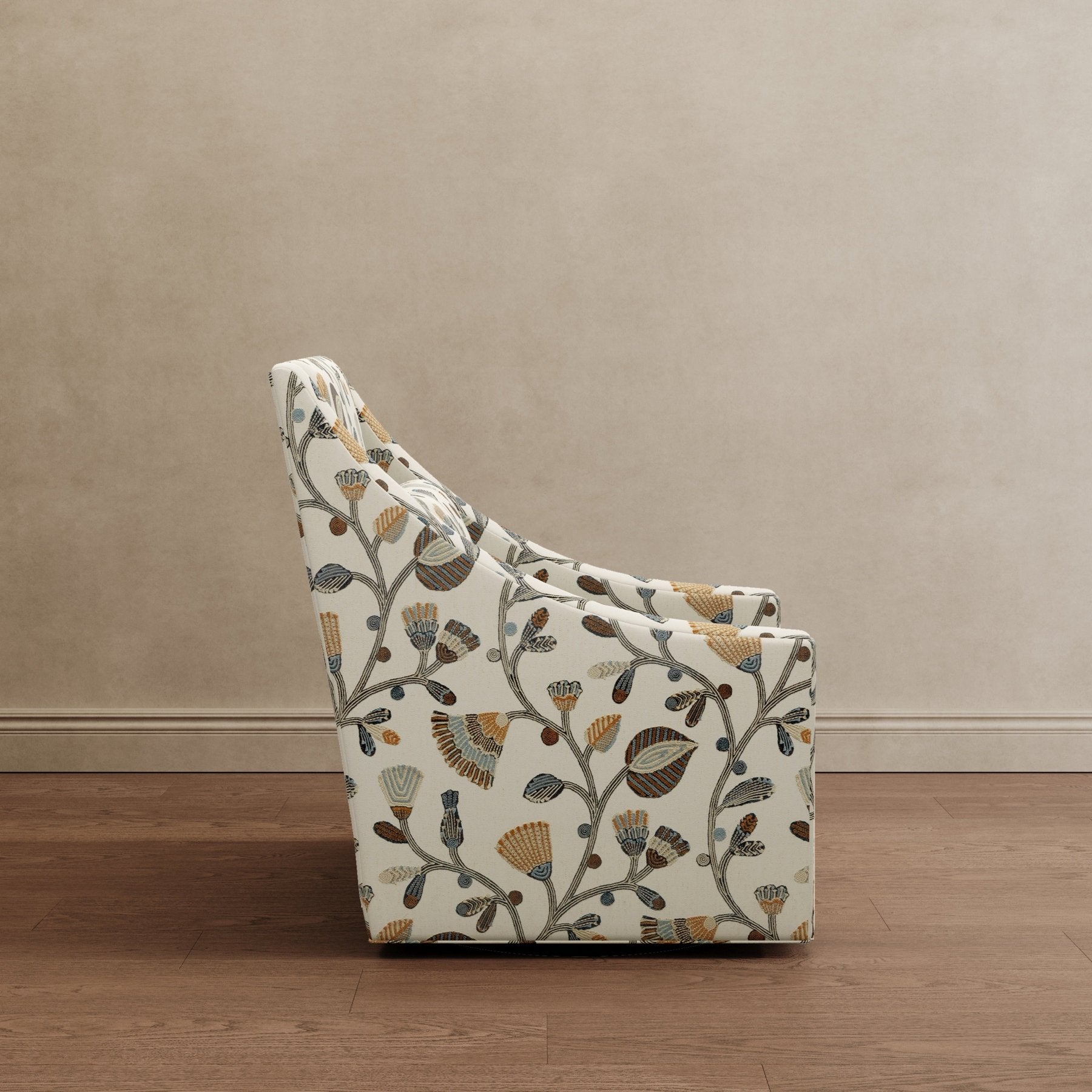 Lotus Lounger Swivel Chair Floral Embroidered - Marble Lotus - Lotus Lounger Swivel Chair Floral Embroidered