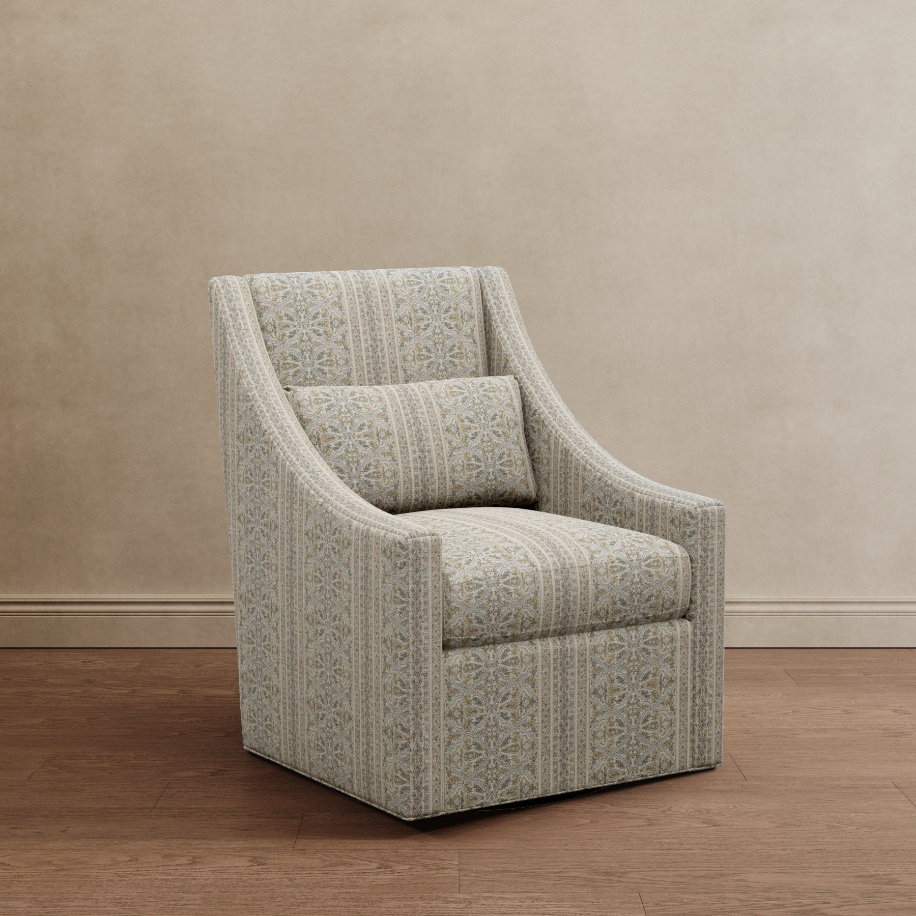 Lotus Lounger Swivel Chair Powder Blue Paisley - Marble Lotus - Lotus Lounger Swivel Chair Powder Blue Paisley