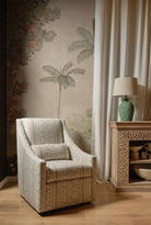 Lotus Lounger Swivel Chair Powder Blue Paisley - Marble Lotus - Lotus Lounger Swivel Chair Powder Blue Paisley