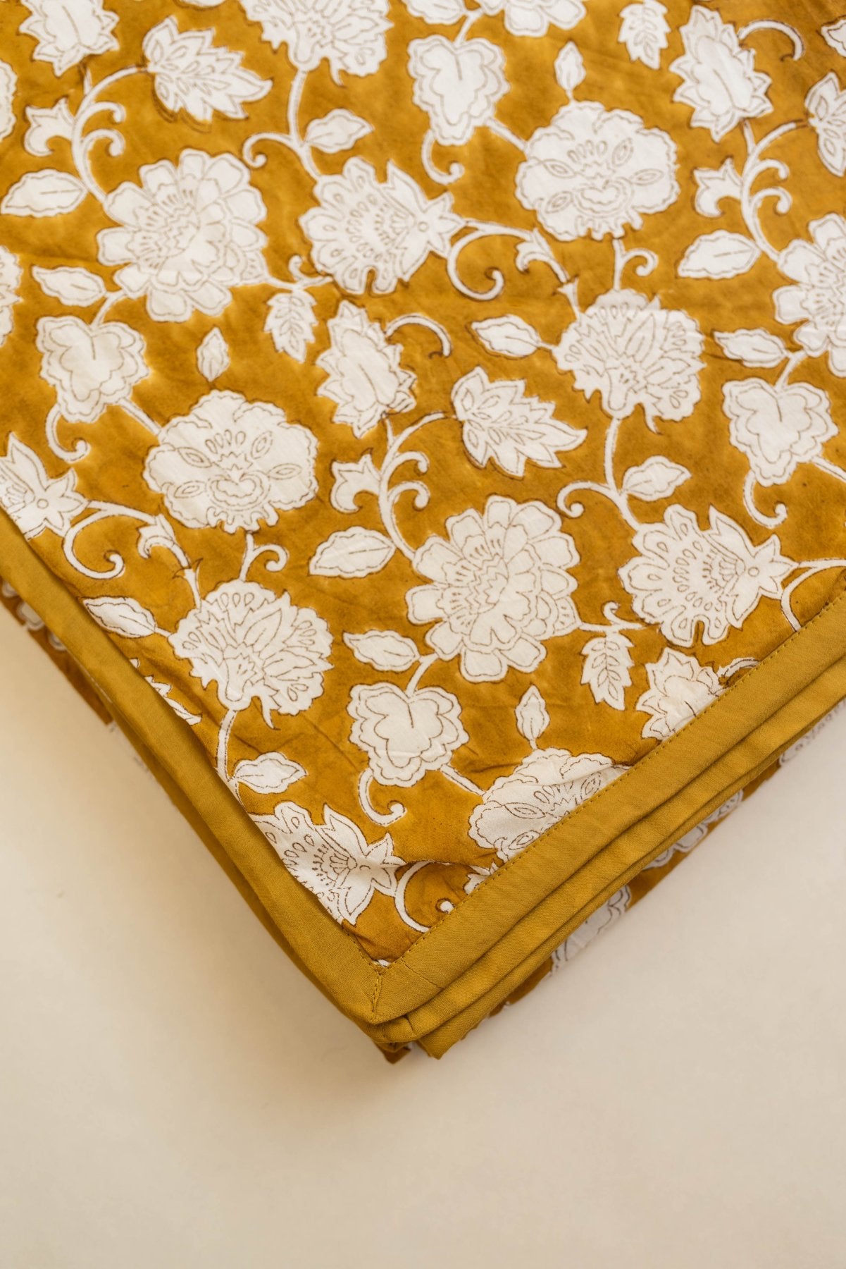 Lyla Block Printed Dohar - Marble Lotus - Lyla Block Printed Dohar