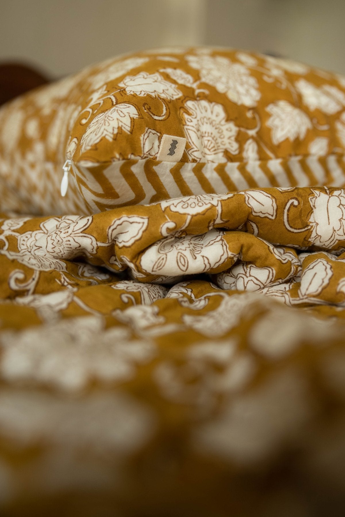 Lyla Block Printed Dohar - Marble Lotus - Lyla Block Printed Dohar