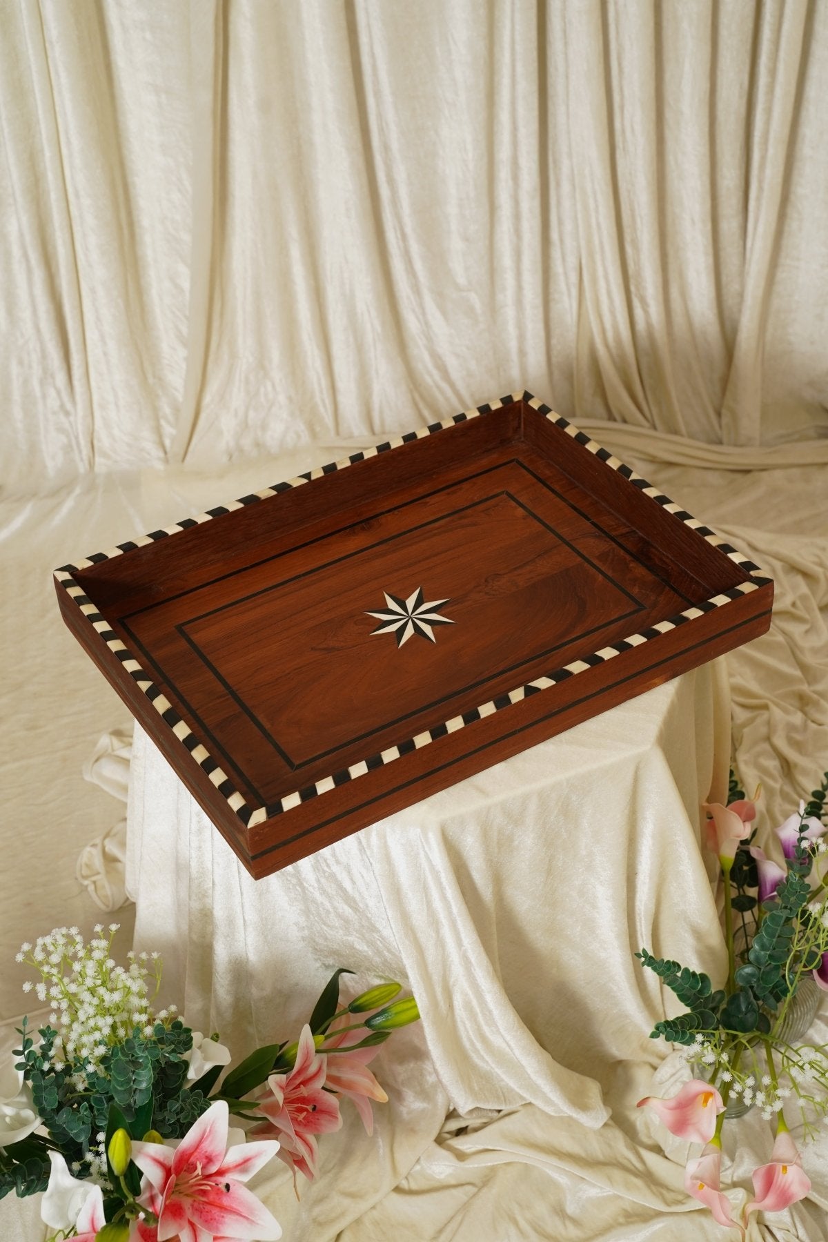 Maharani Courtyard Tray - Marble Lotus - Maharani Courtyard Tray