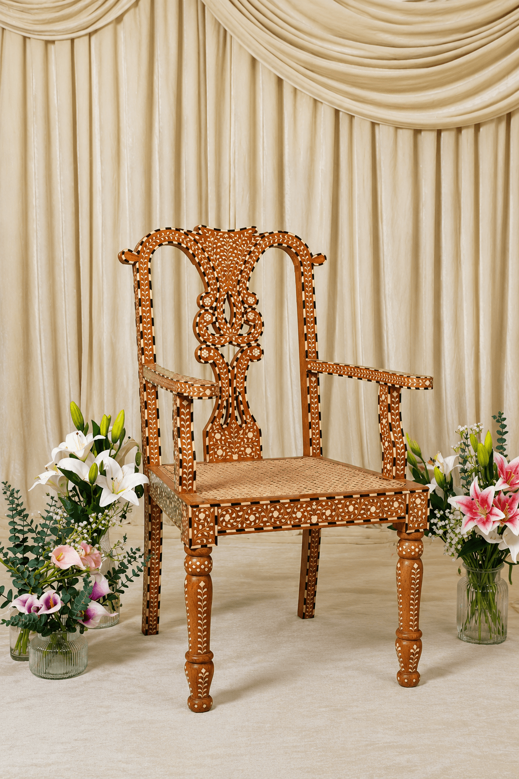 Maharani Heirloom Dining Chair - Marble Lotus - Maharani Heirloom Dining Chair
