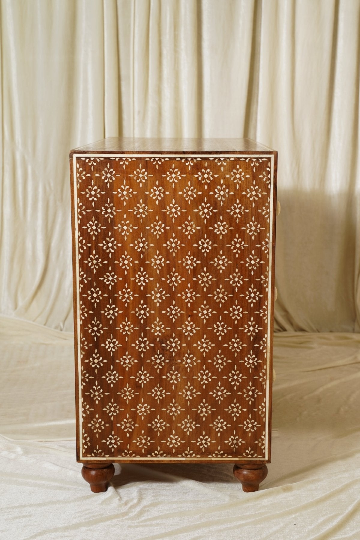 Maharani Heritage Extra Wide Nightstand 36 in - Marble Lotus - Maharani Heritage Extra Wide Nightstand 36 in