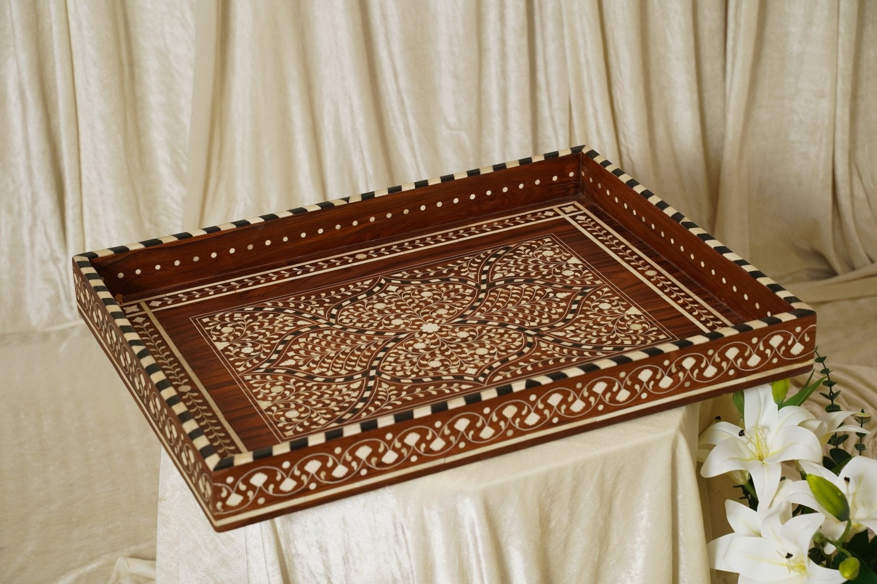 Maharani Jaal Tray - Marble Lotus - Maharani Jaal Tray