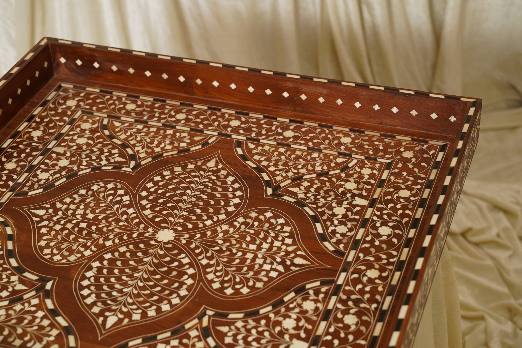 Maharani Mosaic Tray - Marble Lotus - Maharani Mosaic Tray