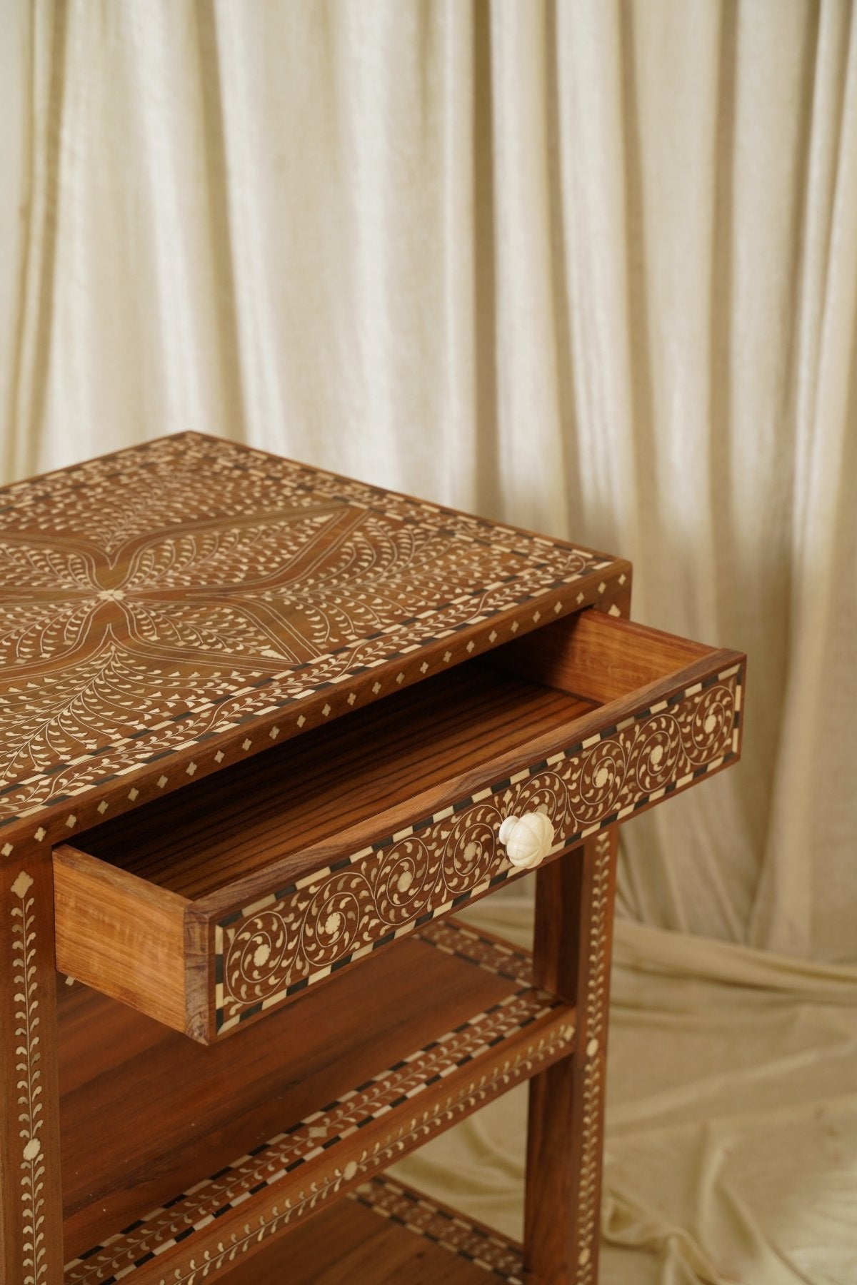 Maharani Nightstand - Marble Lotus - Maharani Nightstand