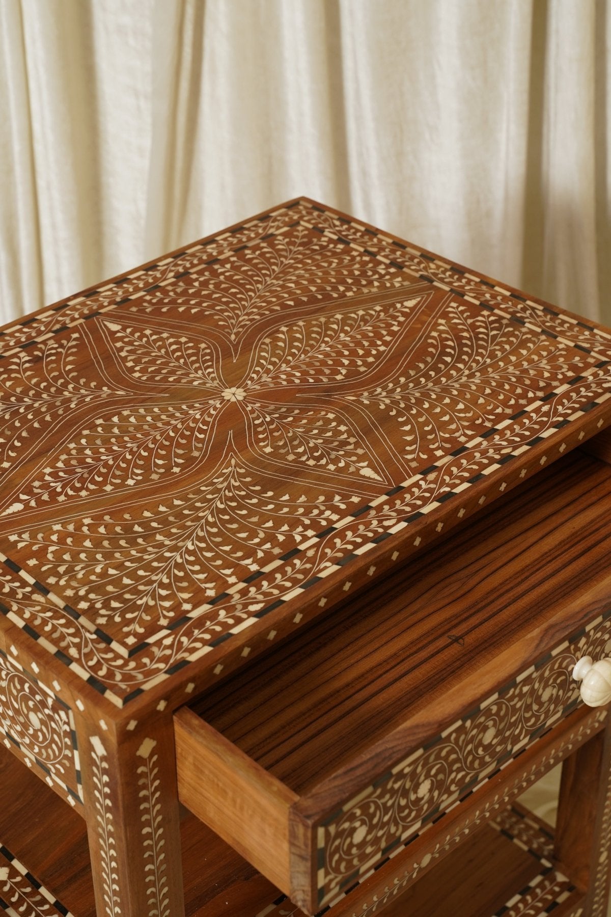 Maharani Nightstand - Marble Lotus - Maharani Nightstand