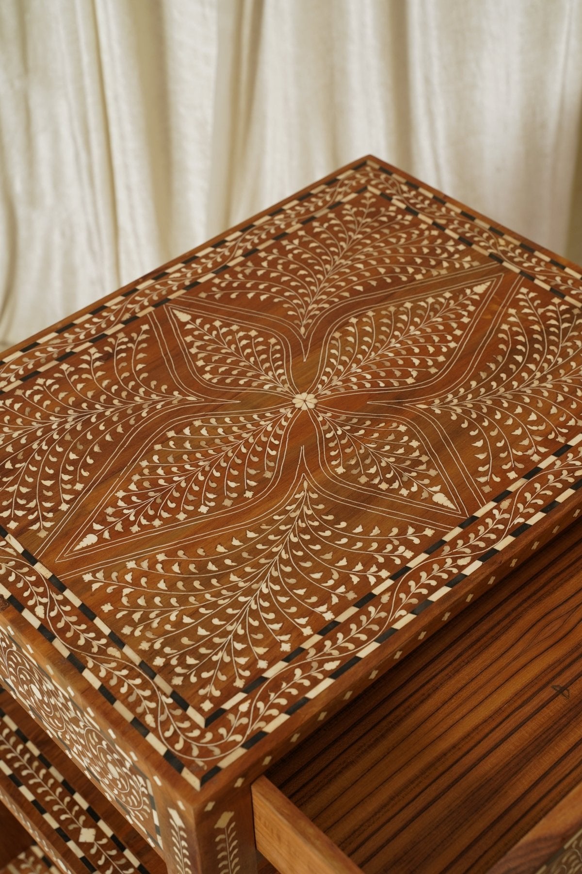 Maharani Nightstand - Marble Lotus - Maharani Nightstand