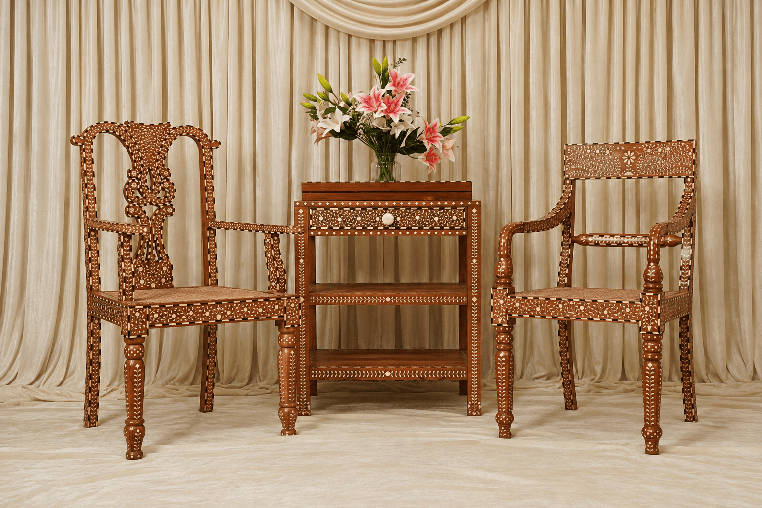 Maharani Nightstand - Marble Lotus - Maharani Nightstand