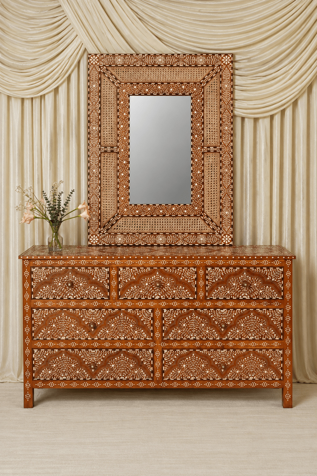 Maharani Rectangular Mirror 48 x 36 in - Marble Lotus - Maharani Rectangular Mirror 48 x 36 in