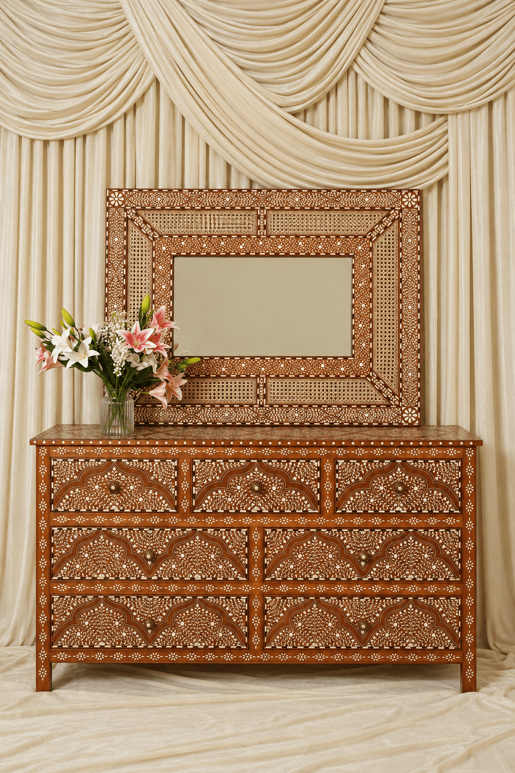 Maharani Rectangular Mirror 48 x 36 in - Marble Lotus - Maharani Rectangular Mirror 48 x 36 in