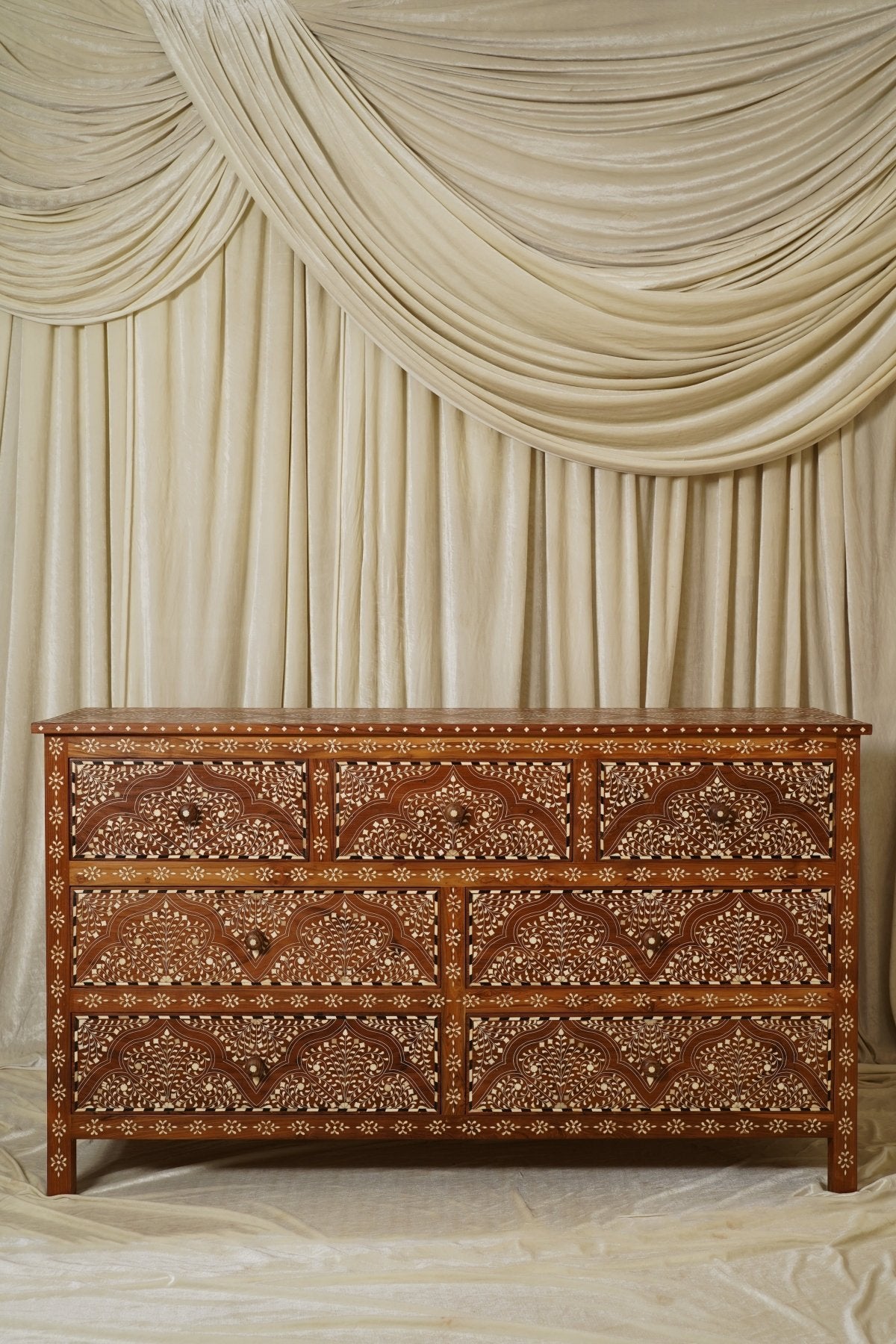 Maharani Regal 7-Drawer Dresser - Marble Lotus - Maharani Regal 7-Drawer Dresser