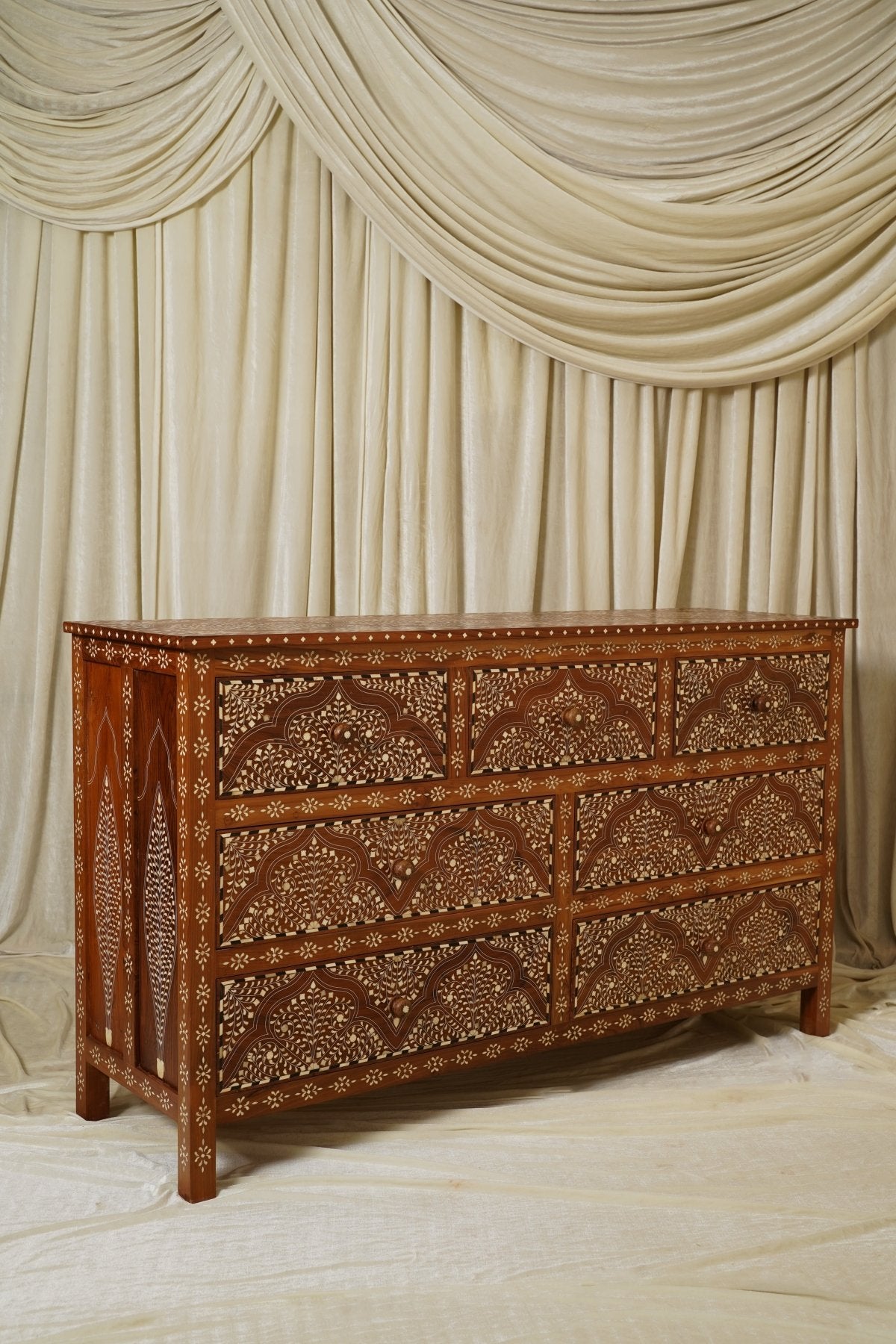 Maharani Regal 7-Drawer Dresser - Marble Lotus - Maharani Regal 7-Drawer Dresser