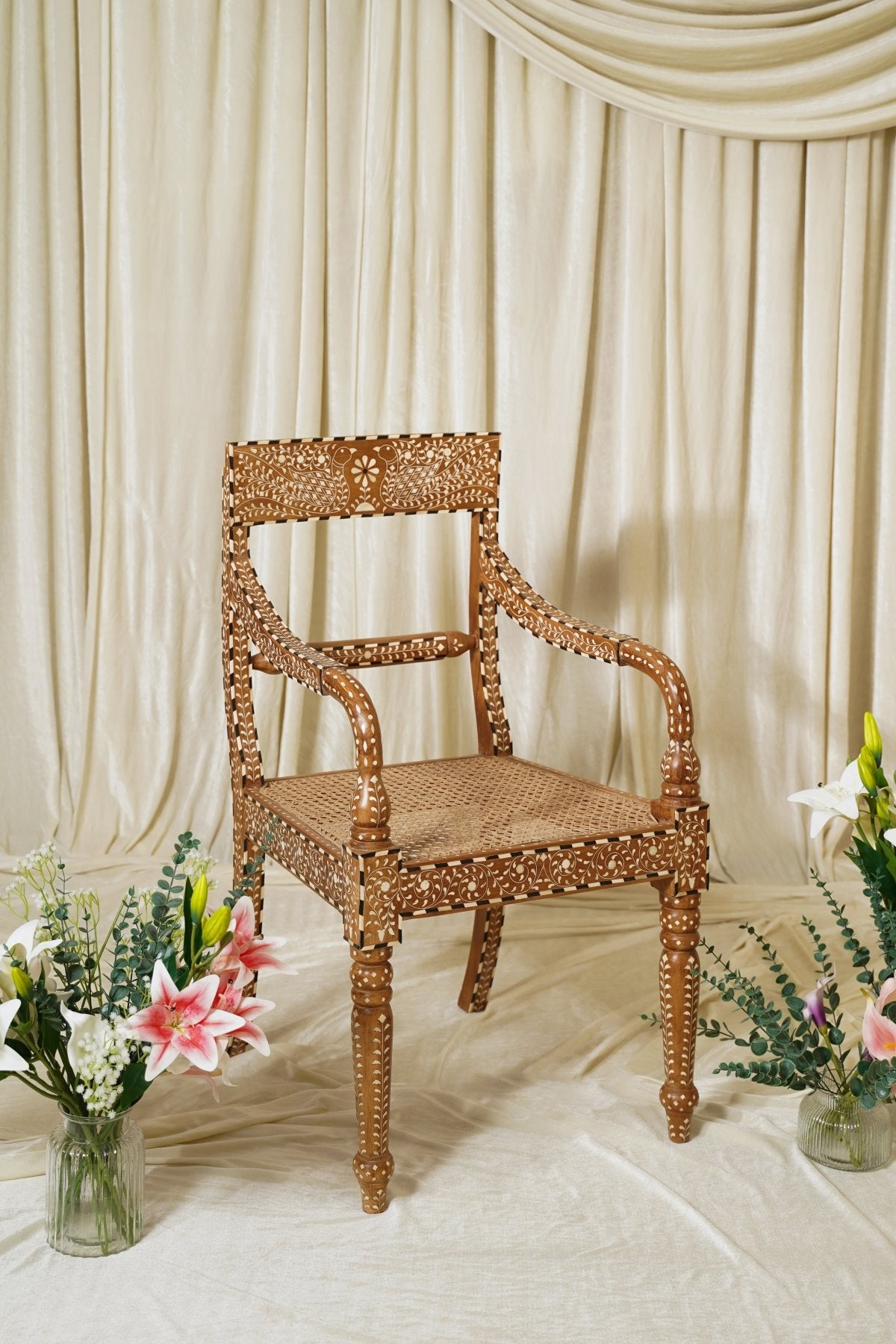 Maharani Regal Dining Armchair - Marble Lotus - Maharani Regal Dining Armchair