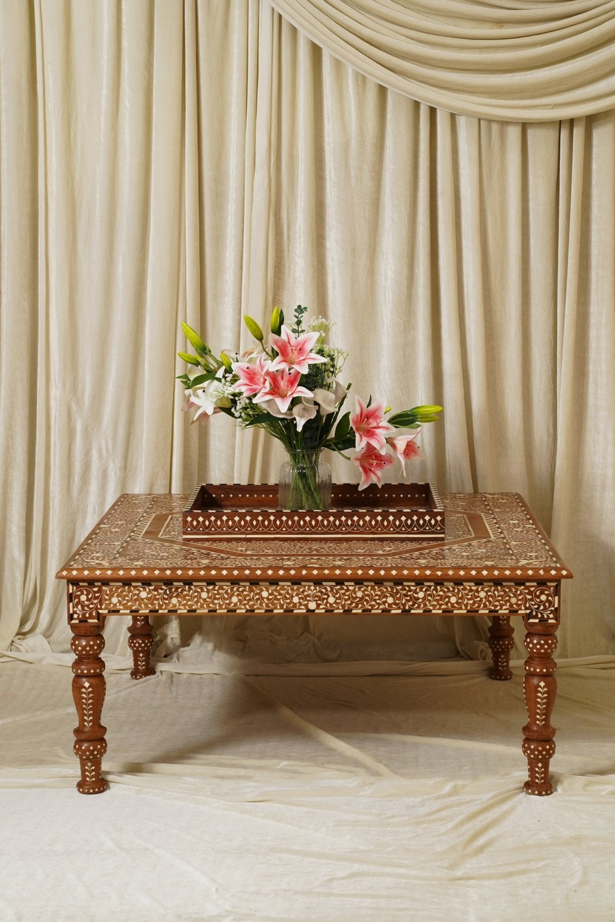 Maharani Royal Square Coffee Table - Marble Lotus - Maharani Royal Square Coffee Table