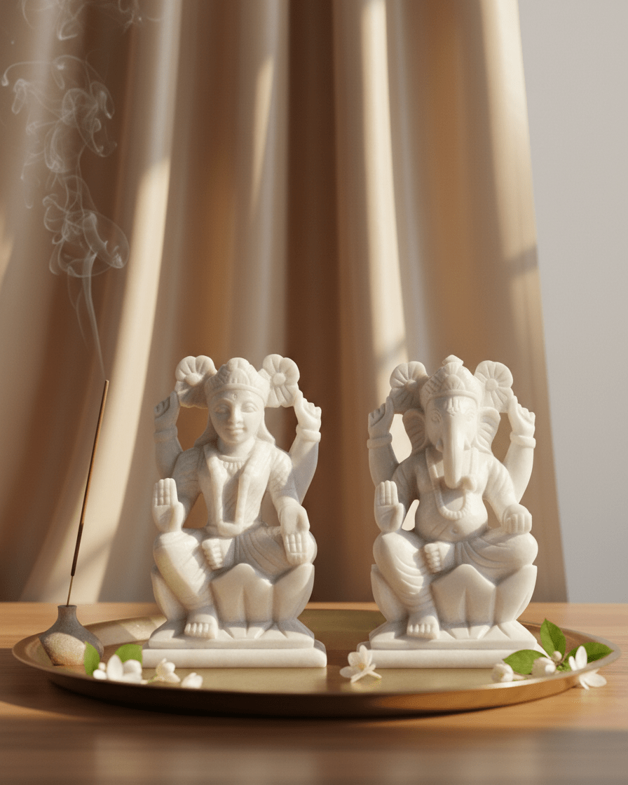 Marble Laxmi Statue - Marble Lotus - Marble Laxmi Statue