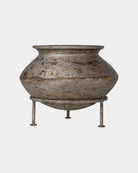 Medium Noor Clay Pot (9"x9") - Marble Lotus - Medium Noor Clay Pot (9"x9") - Marble Lotus - Iron Stand Bleach Finish