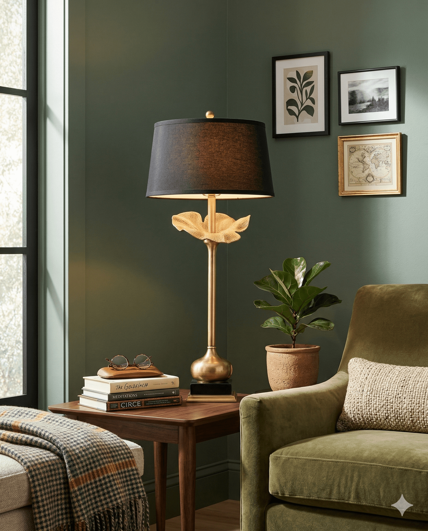 Metamorphosis Brass Table Lamp - Marble Lotus - Metamorphosis Brass Table Lamp
