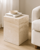 Metier Beige Marble Side Table - Marble Lotus - Metier Beige Marble Side Table