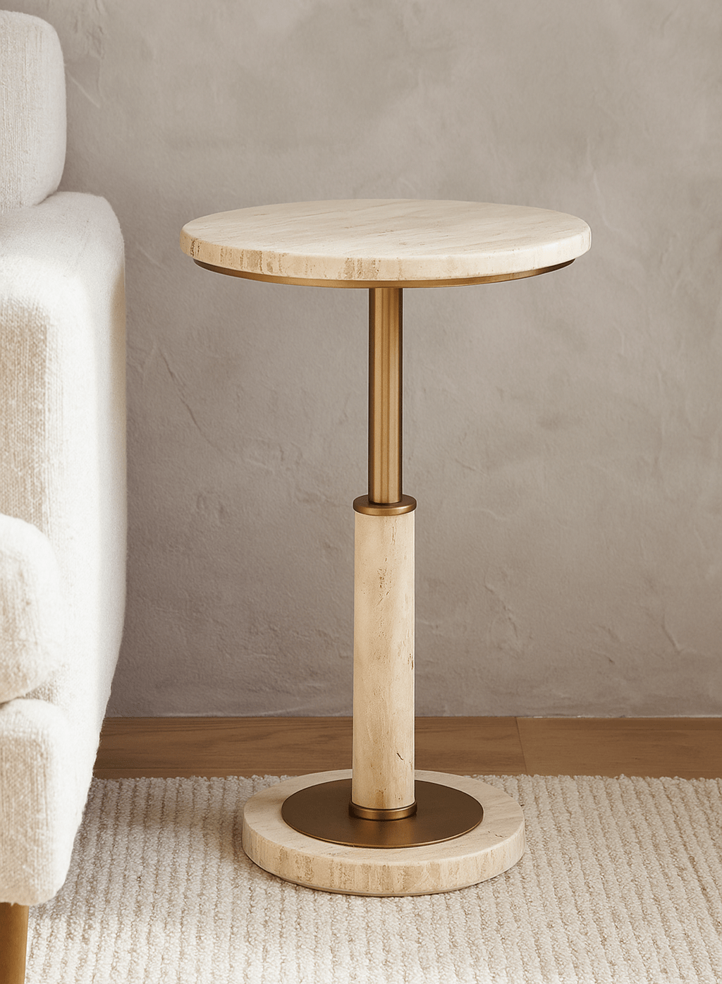 Miles Travertine Accent Table - Marble Lotus - Miles Travertine Accent Table