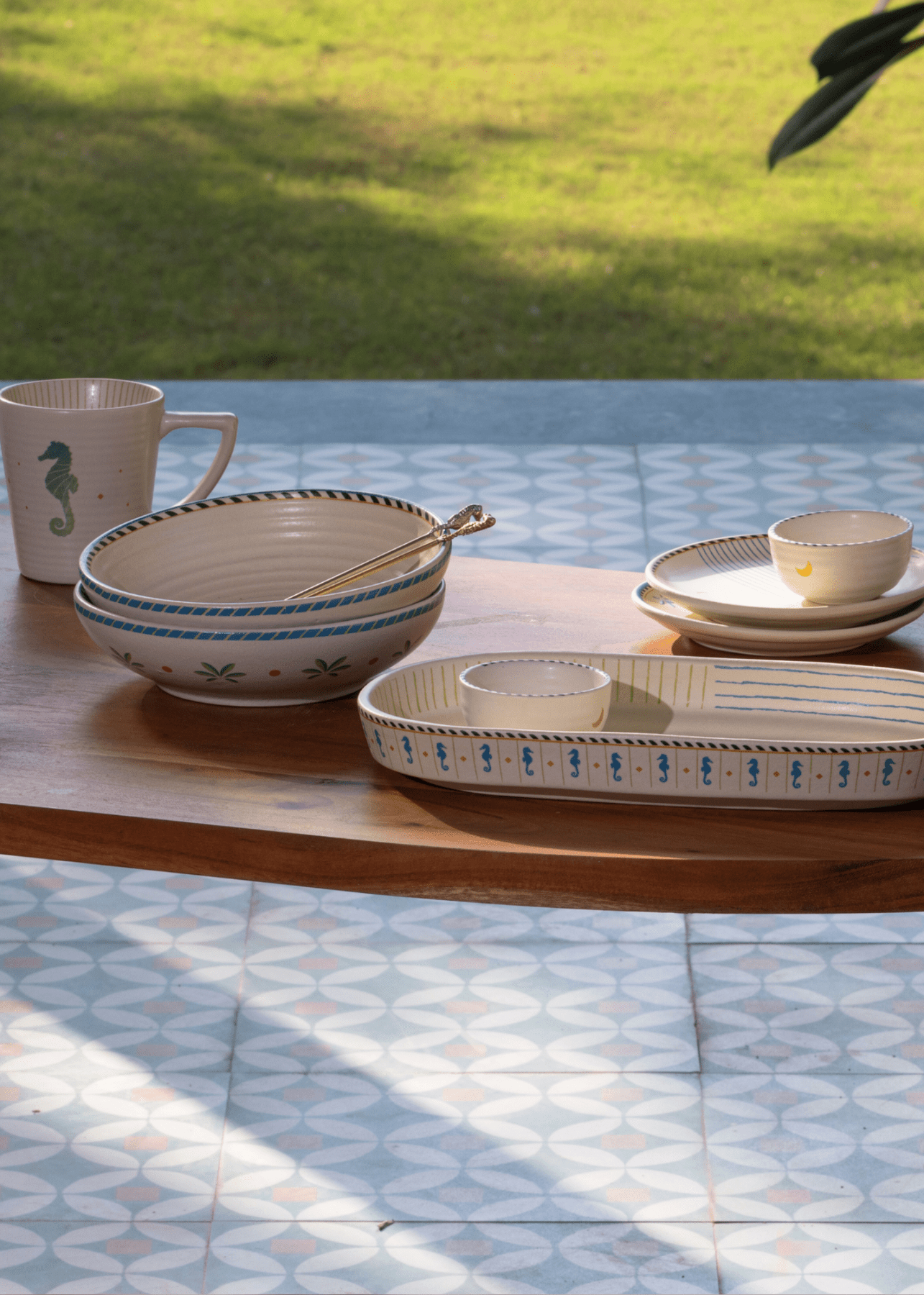 Mirissa Oblong Platter - Marble Lotus - Mirissa Oblong Platter