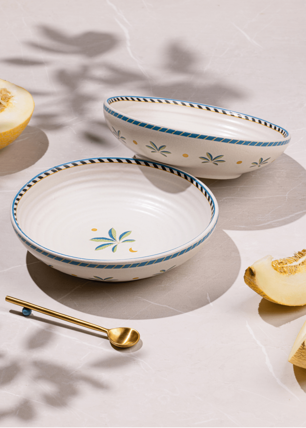 Mirissa Shallow Bowls - set of 2 - Marble Lotus - Mirissa Shallow Bowls - set of 2