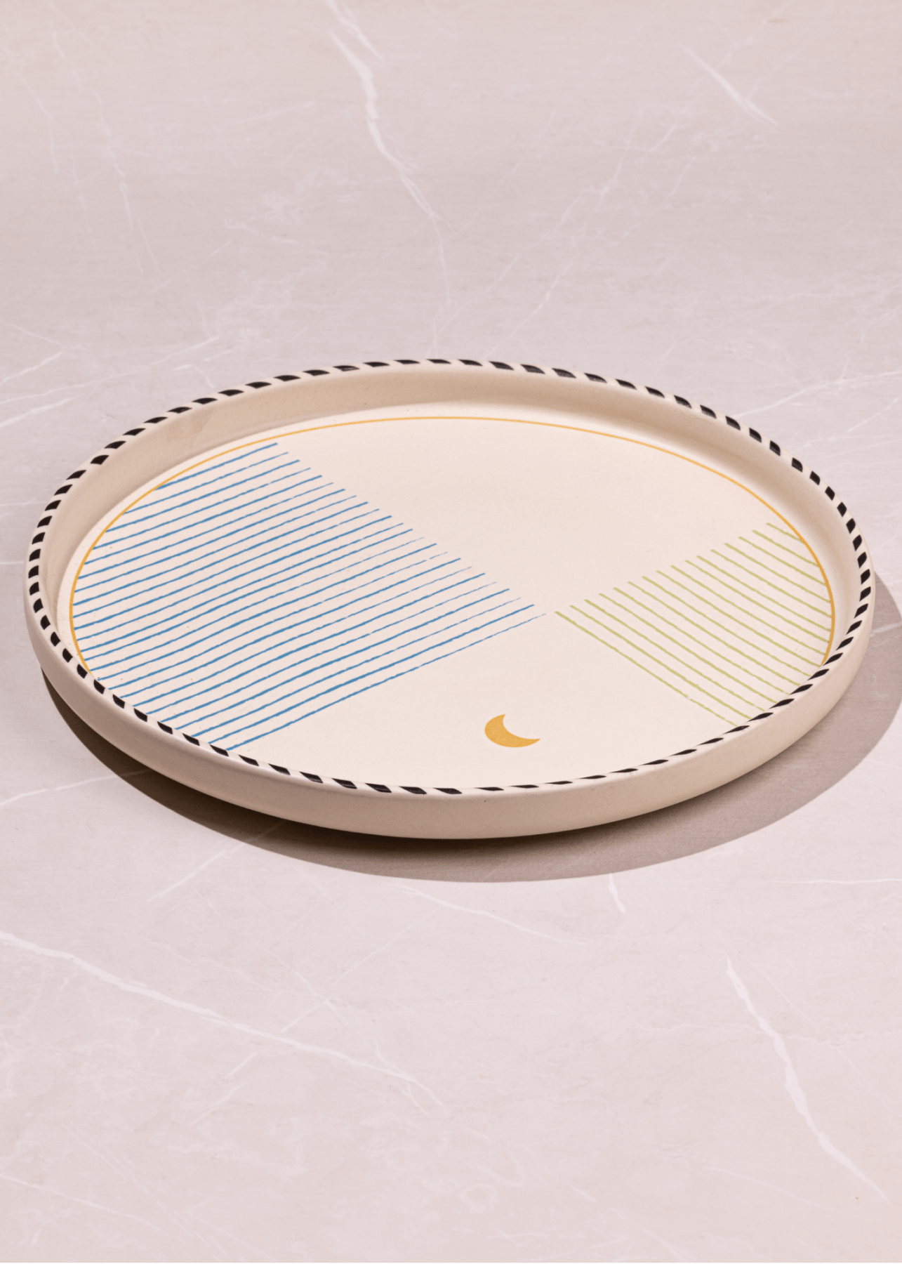 Mirissa Tall Edge Platter - Large - Marble Lotus - Mirissa Tall Edge Platter - Large