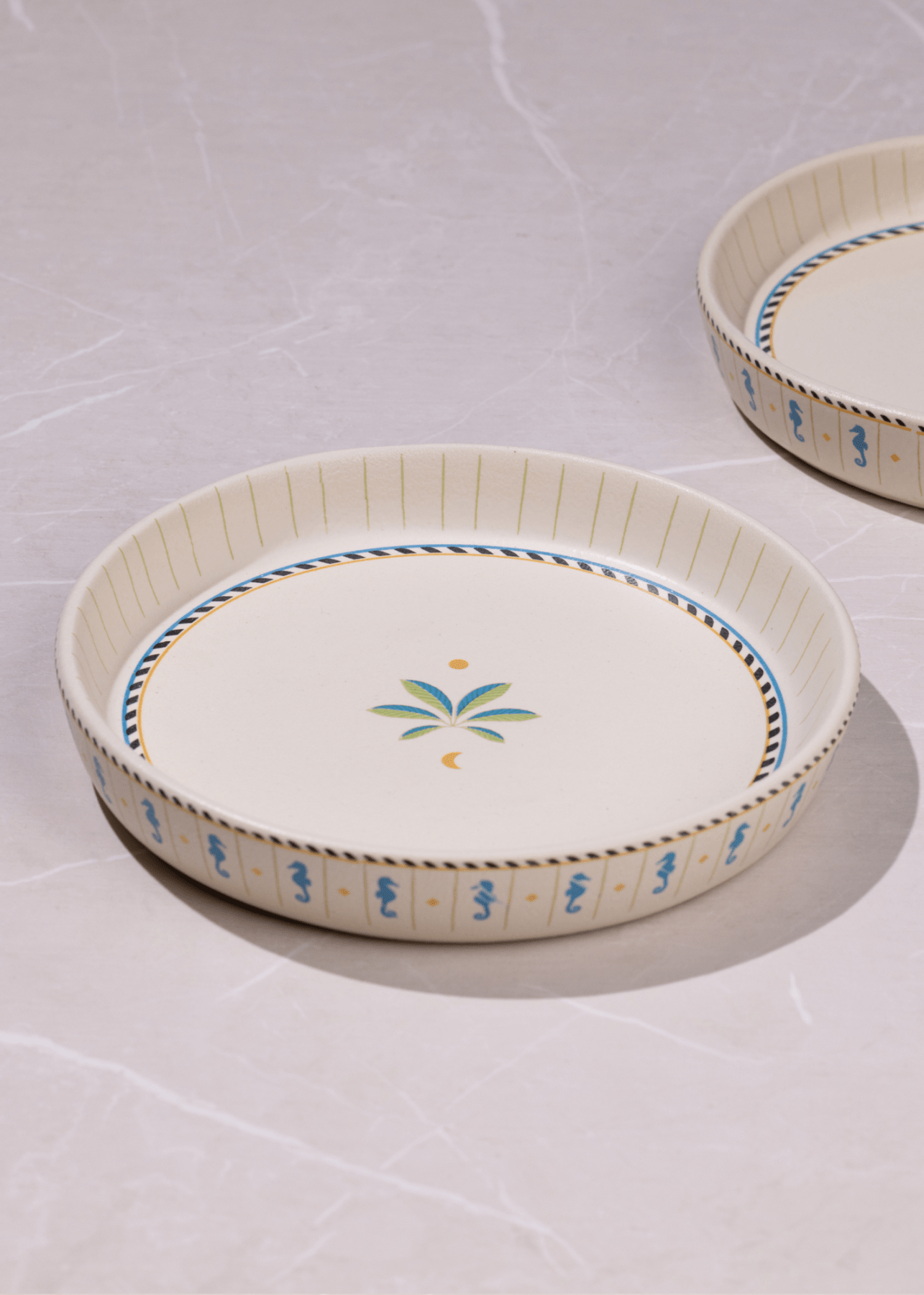 Mirissa Tall Edge Platter - Petit - Marble Lotus - Mirissa Tall Edge Platter - Petit