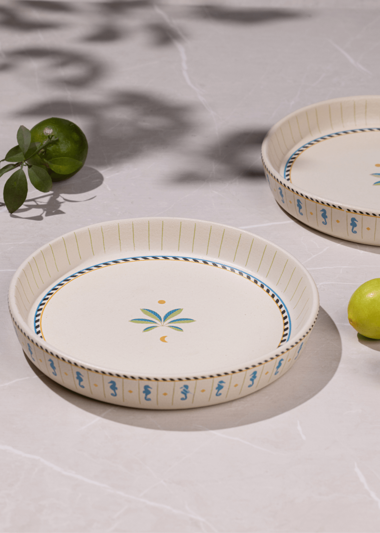 Mirissa Tall Edge Platter - Petit - Marble Lotus - Mirissa Tall Edge Platter - Petit