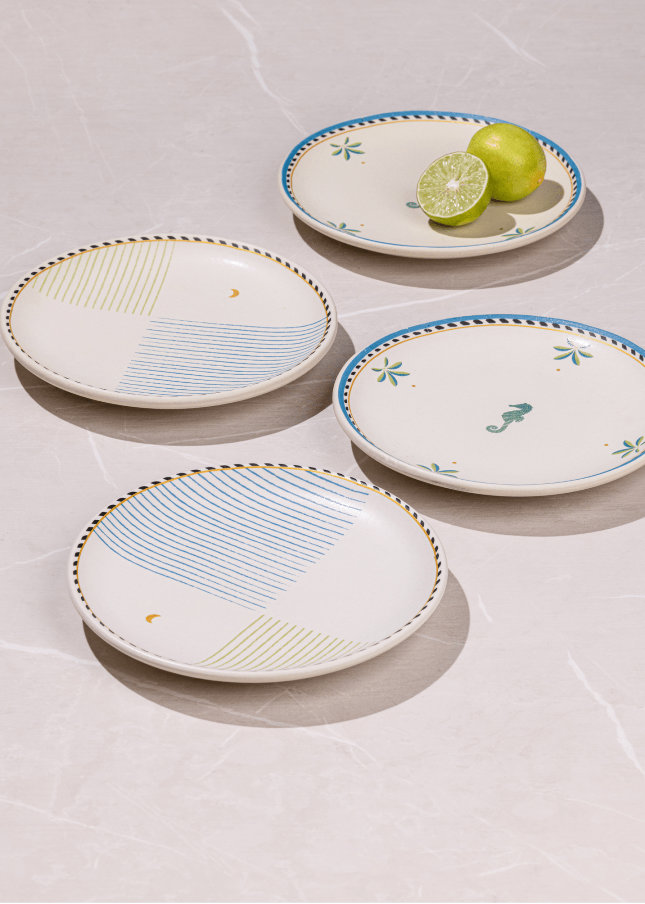 Mirissa Tapas Plates - set of 4 - Marble Lotus - Mirissa Tapas Plates - set of 4