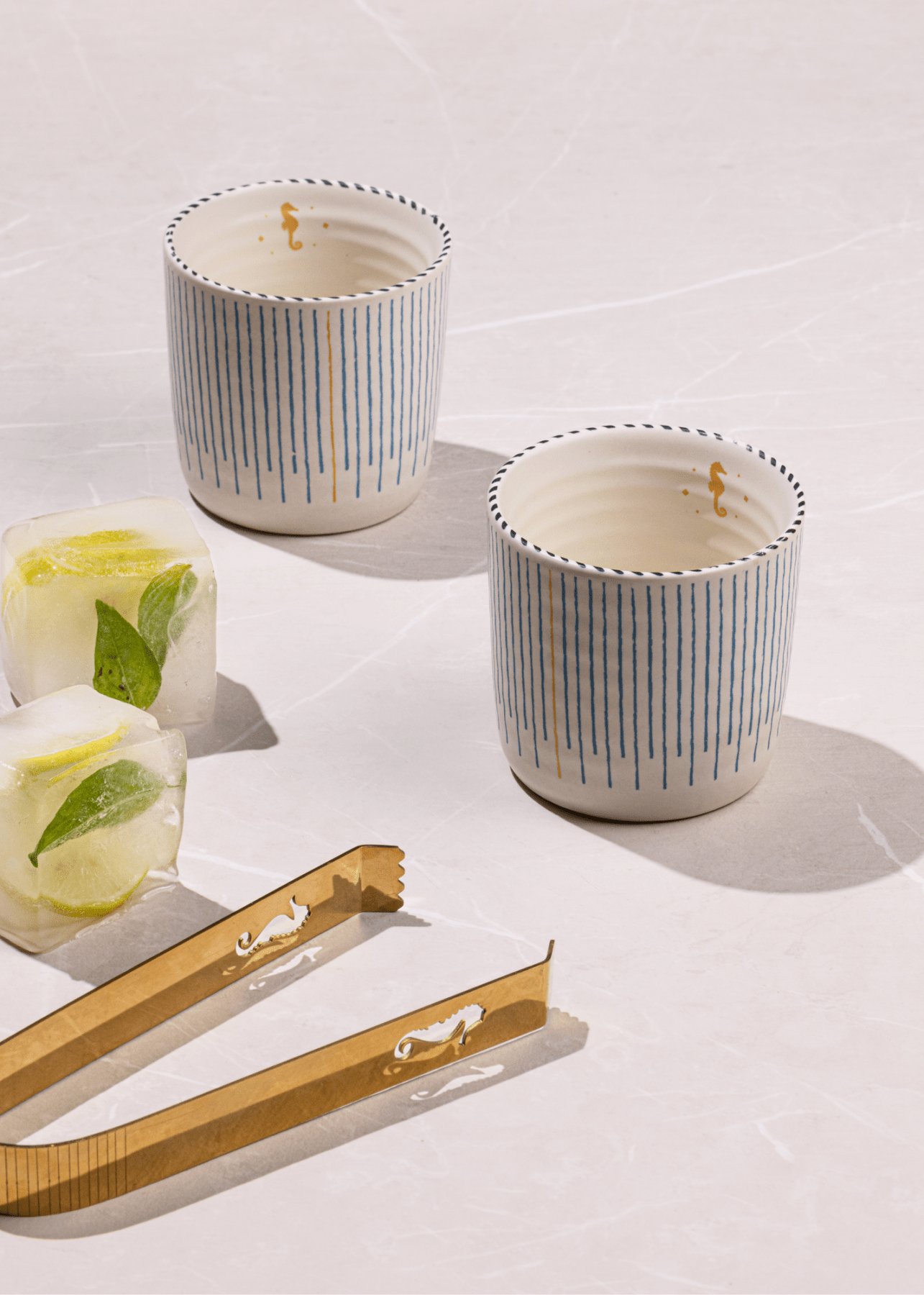 Mirissa Tumblers - set of 2 - Marble Lotus - Mirissa Tumblers - set of 2